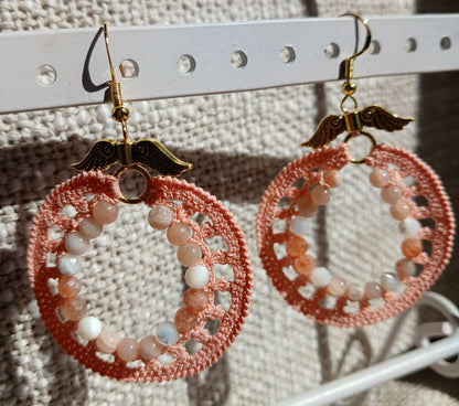 Boucles Lune rose & Soleil