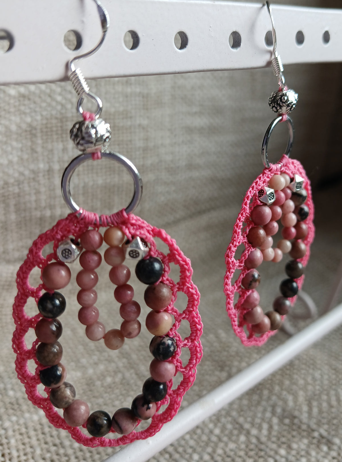 Boucles d'oreilles Rhodonite & Rhodochrosite — Argent 925