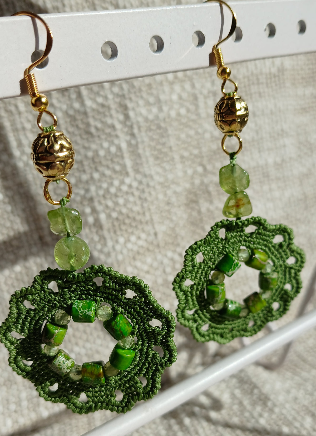Boucles d'oreilles Péridot & Jaspe impérial