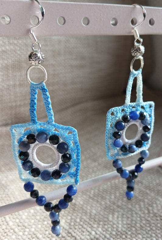 Boucles d'oreilles  saphir & sodalite