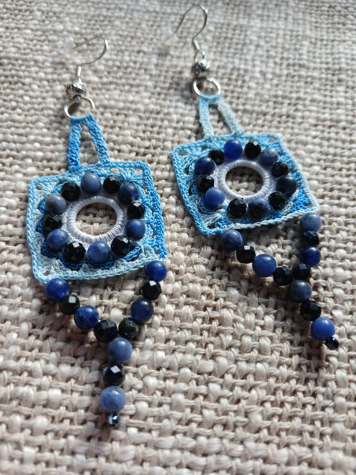 Boucles d'oreilles  saphir & sodalite