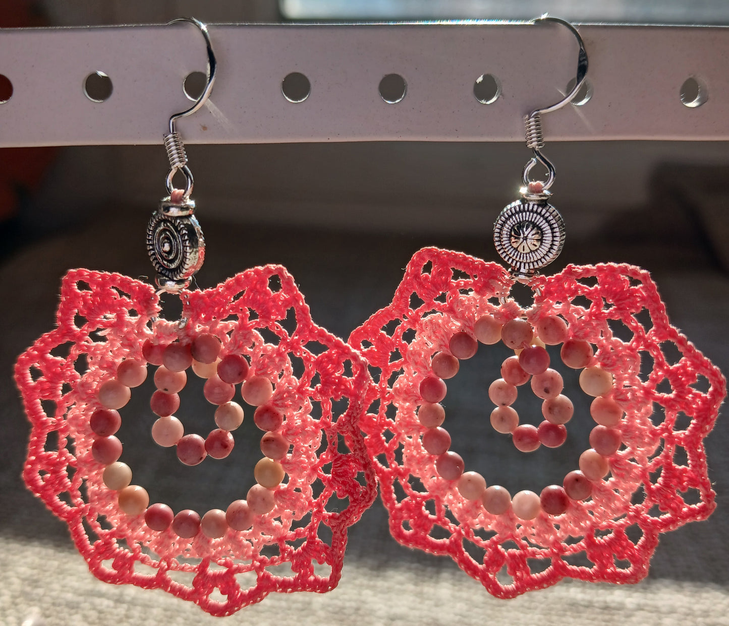 Boucles d'oreilles Rhodochrosite au Crochet – Argent 925