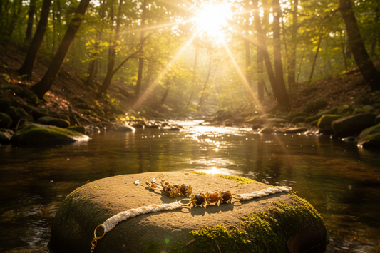 Ensemble Cathy - Forêt lumineuse avec rocher au bord de l'eau
