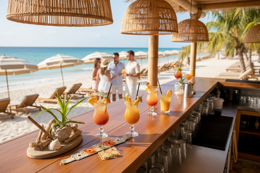 Ensemble Inna - Bar de plage estival avec cocktails colorés