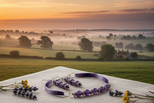 Ensemble Violette - Lever de soleil orangé sur la campagne anglaise