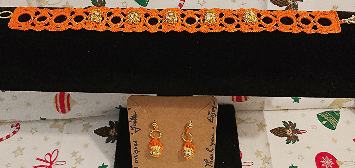 Ensemble Caroline, bracelet et boucles d'oreilles